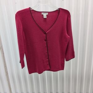 Women Hampshire Studios Raspberry Cotton Blend Cardigan NWT MSRP $29.95 Size PS